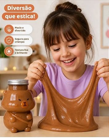 Slime Marrom Capivara - Antiestresse - 400g Reutilizável