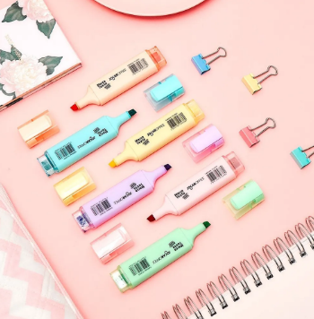 Kit 6 Marca Texto Pastel - Escolar Colorido - Caneta Marcador Escolar - Bonace