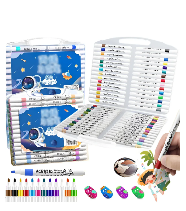 Conjunto Canetinha Acrílica Marcador - de 60 Cores - Caneta À Prova D'água Pincel Especial