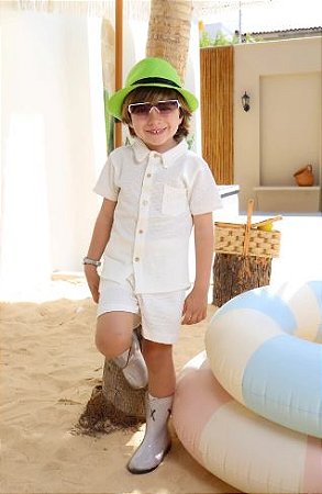 Conjunto Masculinino Infantil Camisa e Bermuda - Conjunto Guilherme - OFF
