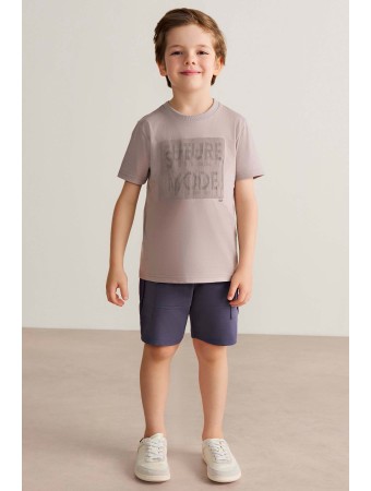 Conjunto Masculino Infantil - Camiseta e Bermuda Moletinho - Coloritta - Ref 74283