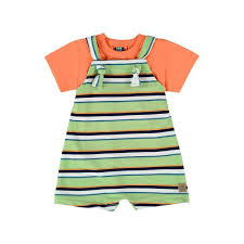 Conjunto com Blusa e Jardineira para Bebê Menino Bee Loop - Laranja e Verde - Bee Loop - Ref 18008