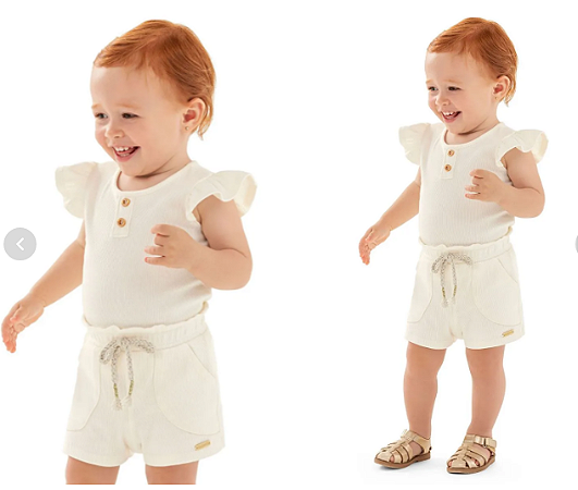 Conjunto Bebê Menina Ribana Canelado Com Babados - Colorittá - Ref 71181