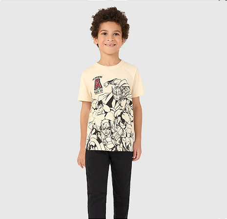 Camiseta Malwee Kids Infantil Menino Verão com Estampa Heróis Marvel - Malwee Kids - Ref 126417