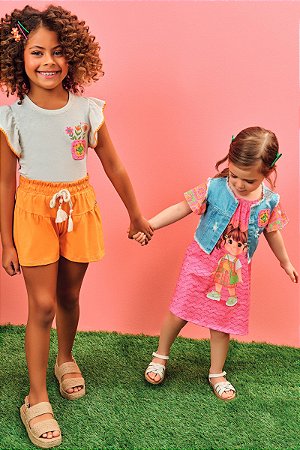 Vestido em Malha Fresh e Colete em Jeans Arkansas - Ref 77277 Kukiê