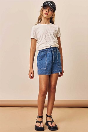 Shorts em Jeans Bellini Feminino juvenil Com Elástico - Ref 75104 - Lilimoon