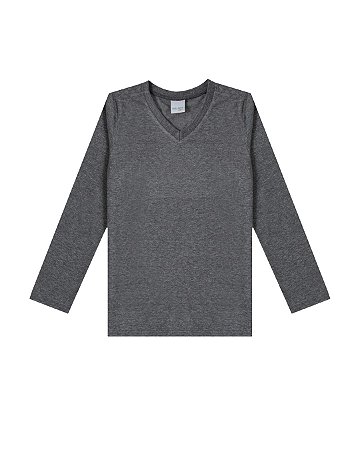 Camiseta Masculina Infantil Manga Longa em Meia Malha Malwee -Preto/Branca/Chumbo/Verde REF86776