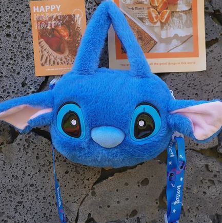 Lilo & Stitch Bolsa de Pelúcia Disney - Infantil com alça regulável - Azul