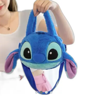 Lilo & Stitch Bolsa de Pelúcia Disney - Infantil com alça regulável - Azul