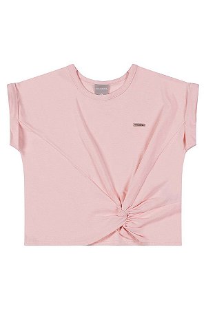 Blusa Infantil Menina - Em Cotton - Mangas Curtas Dobrada e Nozinho - Colorittá - Ref 75406