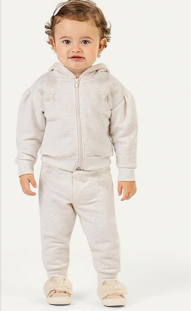 Conjunto Abrigo Infantil Menina Inverno Ziper e Capuz Off -  Colorittá - Ref 71159