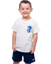 Conjunto Masculino Infantil Camiseta Sonic e Bermuda Moletinho  - Marca do Robô