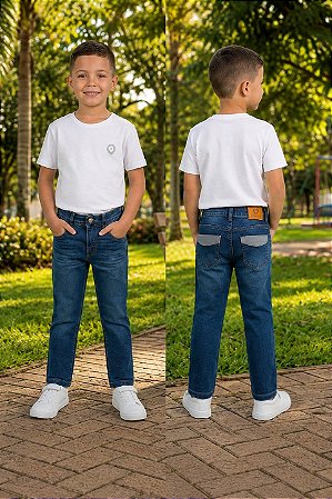 Calça Jeans Masculina Infantil - Jeans Escuro - Tiroliro - Ref - TLC 1014