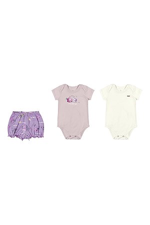 Kit Feminino Bebe 2 Bodys e 1 Short lilás - Ref 211538 - Elian