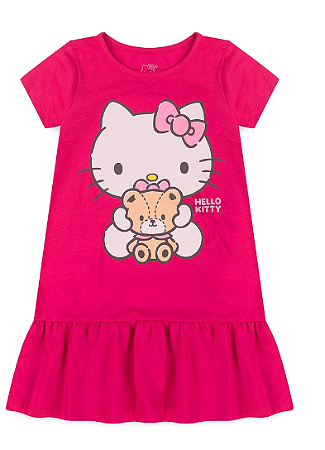 Vestido Feminino Infantil Ursinho Pink  - Hello Kitty