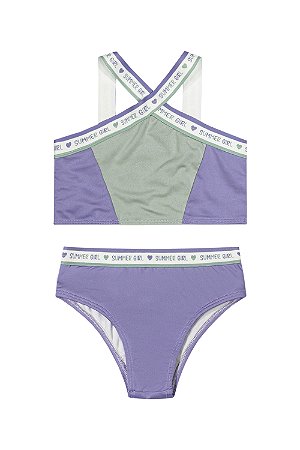 Biquini Summer Girls Elian Feminino Infantil Lilás\Verde- Ref - 251850