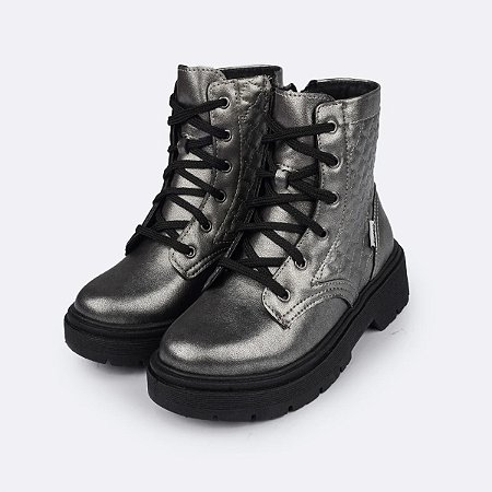 Bota Coturno Feminina Infantil em Matelassê Grafite Pampili REF681010