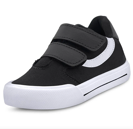 Tênis Infantil Menino Casual Escolar Leve Cano Baixo Preto com 2 Velcros - Gatatuya - Ref 021002015