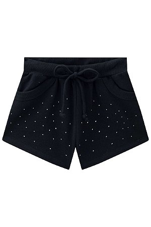 Short Feminino Infantil Comfy em Moletom Kukie -Preto REF52697