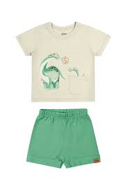 Conjunto Masculino Infantil Em Meia Malha Estampa Dinossauro - Ref 201234 - Elian