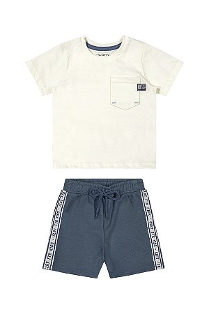 Conjunto Masculino Infantil Colorittá Off\Azul Ref - 70112