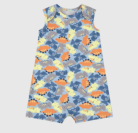Macaquinho Infantil Menino Estampado Dinossauro Em Algodão - Malwee Kids - Ref 125471 - azul Claro