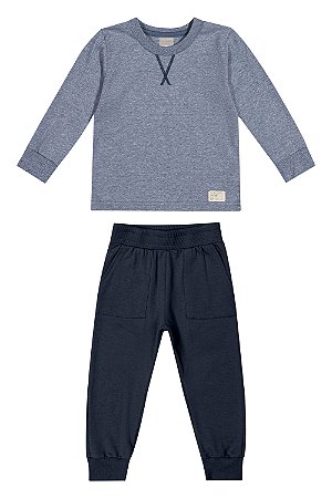 Abrigo Conjunto Masculino Infantil Camiseta Ml e Calça Moletinho - Colorittá - REf 72158