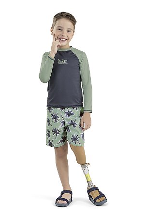Camiseta Masculina Praia Proteção Azul/Verde - Elian - Ref 221514