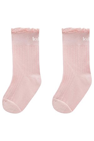 Meia 3/4 Feminina Infantil sem Costura com Babados Kukie - Rosa REF61766