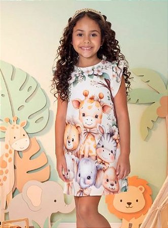 Vestido Infantil Menina - Evasê - Safari
