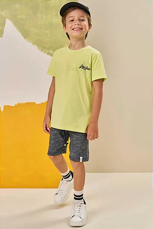 Conjunto de Camiseta em Meia Malha e Bermuda em Malha Bicolor - Ref 77675 - LucBoo