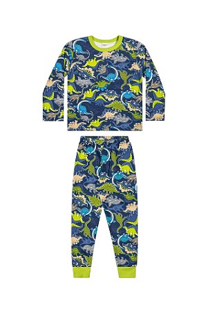 Pijama Infantil Manga Longa Menino Hora do Soninho Dinossauros Elian  - Ref 12085