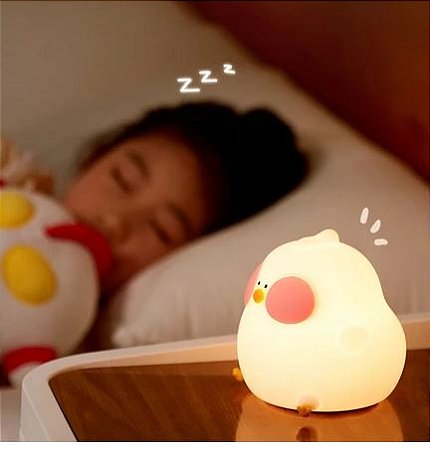 Luminária Mesa Pintinho Bichinhos - Recarregável Lâmpada Noturna - Abajur Fofo Silicone -Toque Touch Led