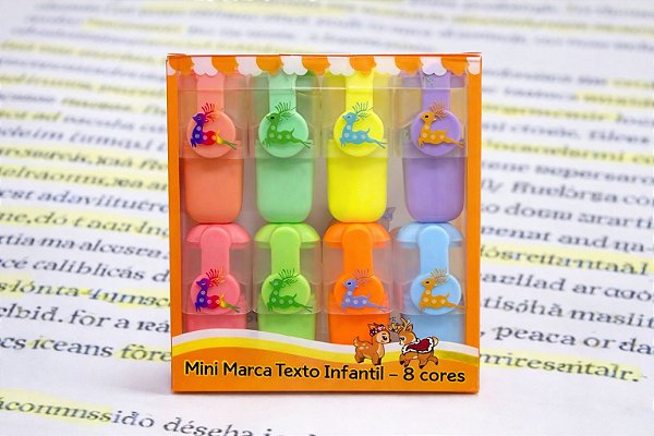 Kit c/ 8 Mini Marca-Texto - Bichinhos