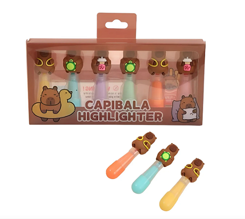 Kit 6 Mini Marca Texto - Capivara Fofo