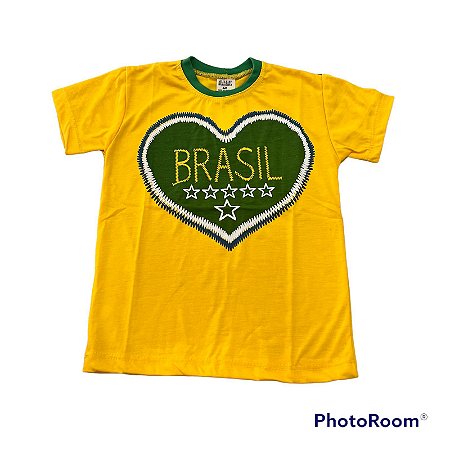 Camiseta Infantil Brasil Verde e Amarela