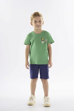 Camiseta Manga Curta em Meia Malha Verde - Ref 45510 - Up baby