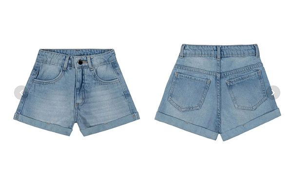 Short Infantil Menina Jeans Barra Dobrada - Colorittá - Azul Claro - Ref 75306