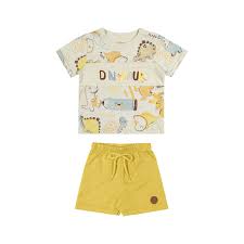 Conjunto Masculino Infantil Camiseta Dinossauro E Short Moletinho - Ref 201235 - Elian
