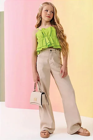 Calça Wide Leg em Sarja com Elastano - Ref 75314 - Vic&Vicky