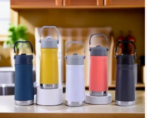 Garrafa Térmica - 650 Ml Com Canudo - Flip Straw Com Alça Forte