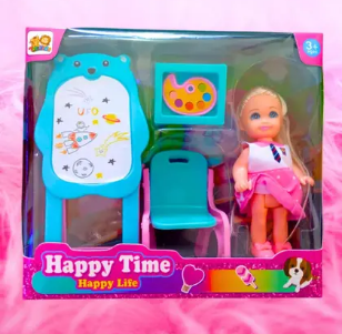 Boneca Happy Time Happy Lite com Kit de Acessórios Brinquedo Educativo para Meninas e Crianças - Toy king
