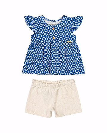 Conjunto Feminino Infantil Manga Curta Blusa+ Short Colorittá - Ref 71116