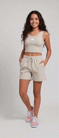 Conjunto Regata Cropped e Bermuda Feminino Juvenil - Elian Beats - Ref 271832