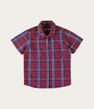 Camisa Masculina Infantil Xadrez em Tricoline Malwee -Vermelho/Preto REF103789