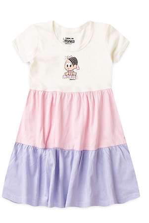 Vestido Feminino Infantil Brilhinho 3 Cores- Turma da Mônica