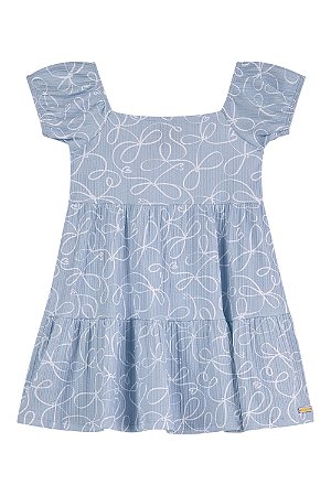 Vestido Feminino Infantil Canelado - Azul Claro - Colorittá - Ref 73339
