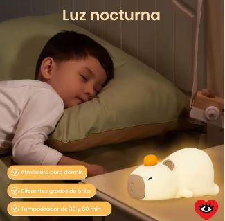 Luminária Capivara Deitada - Abajur Capivara Led - Usb Night Light - Recarregável - Silicone