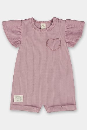 Macaquinho Em Ribana Canelada Rosa - Ref 45476 - Up Baby