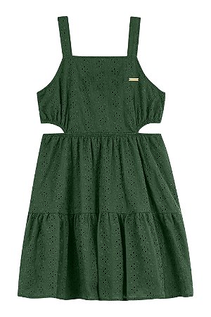 Vestido Feminino Infantil Lese Verde Escuro - Coloritta - Ref 75344